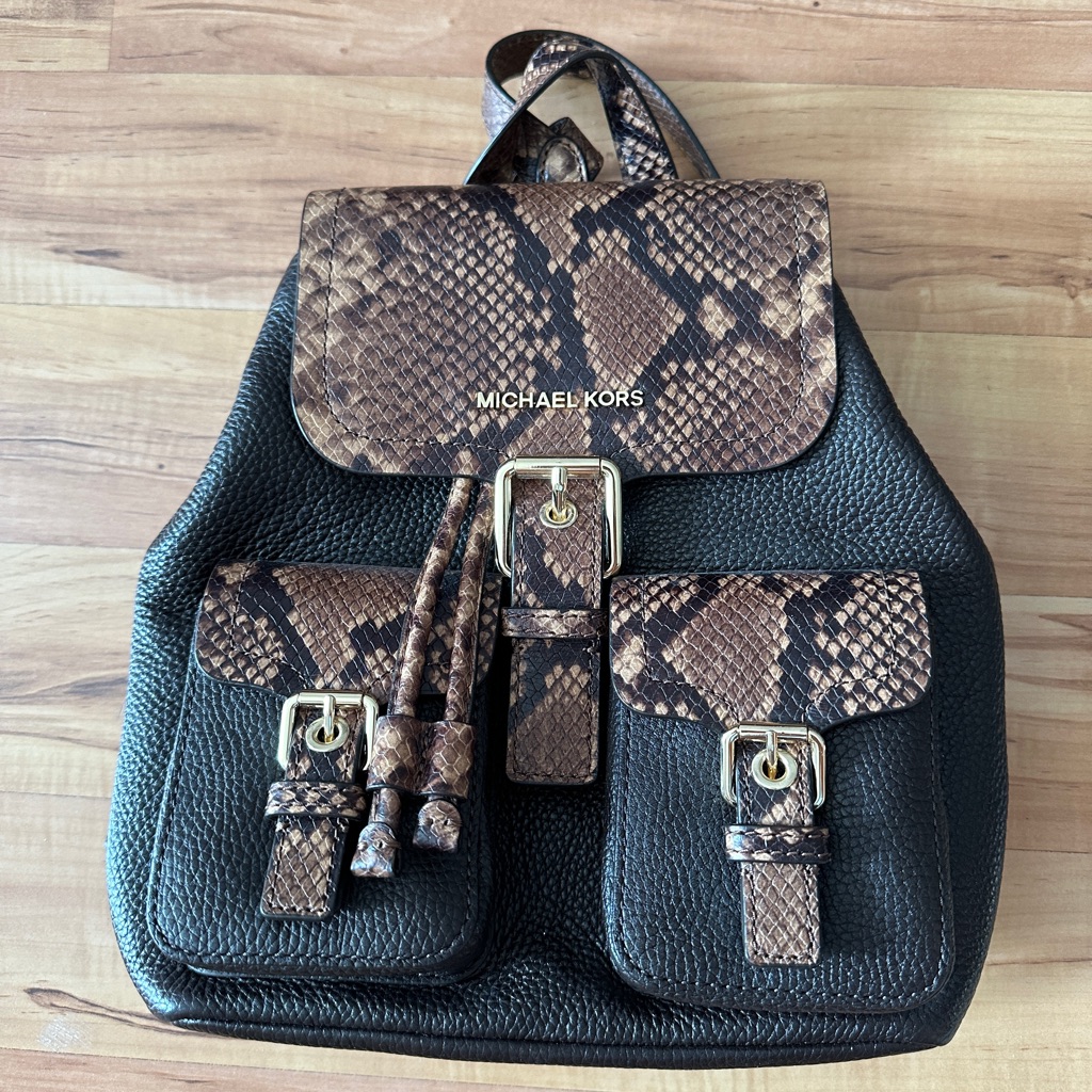 Michael Kors “Susie” Black And Brown Backpack